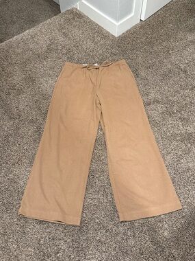 LOFT Wide Leg Drawstring Pants in Camel/Tan